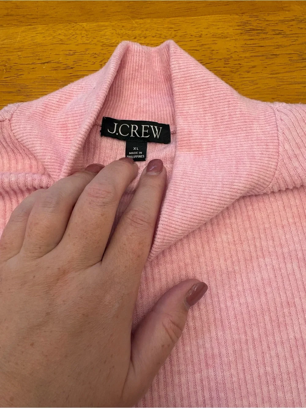 J. Crew Soft Pink Ribbed Mock Neck Sweater